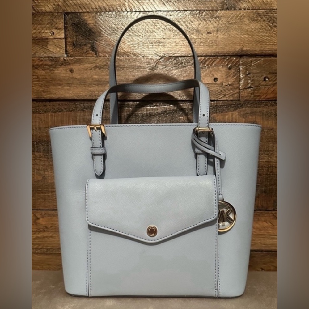 MICHAEL KORS Saffiano Sky Blue Tote Bag - Picture 4 of 10